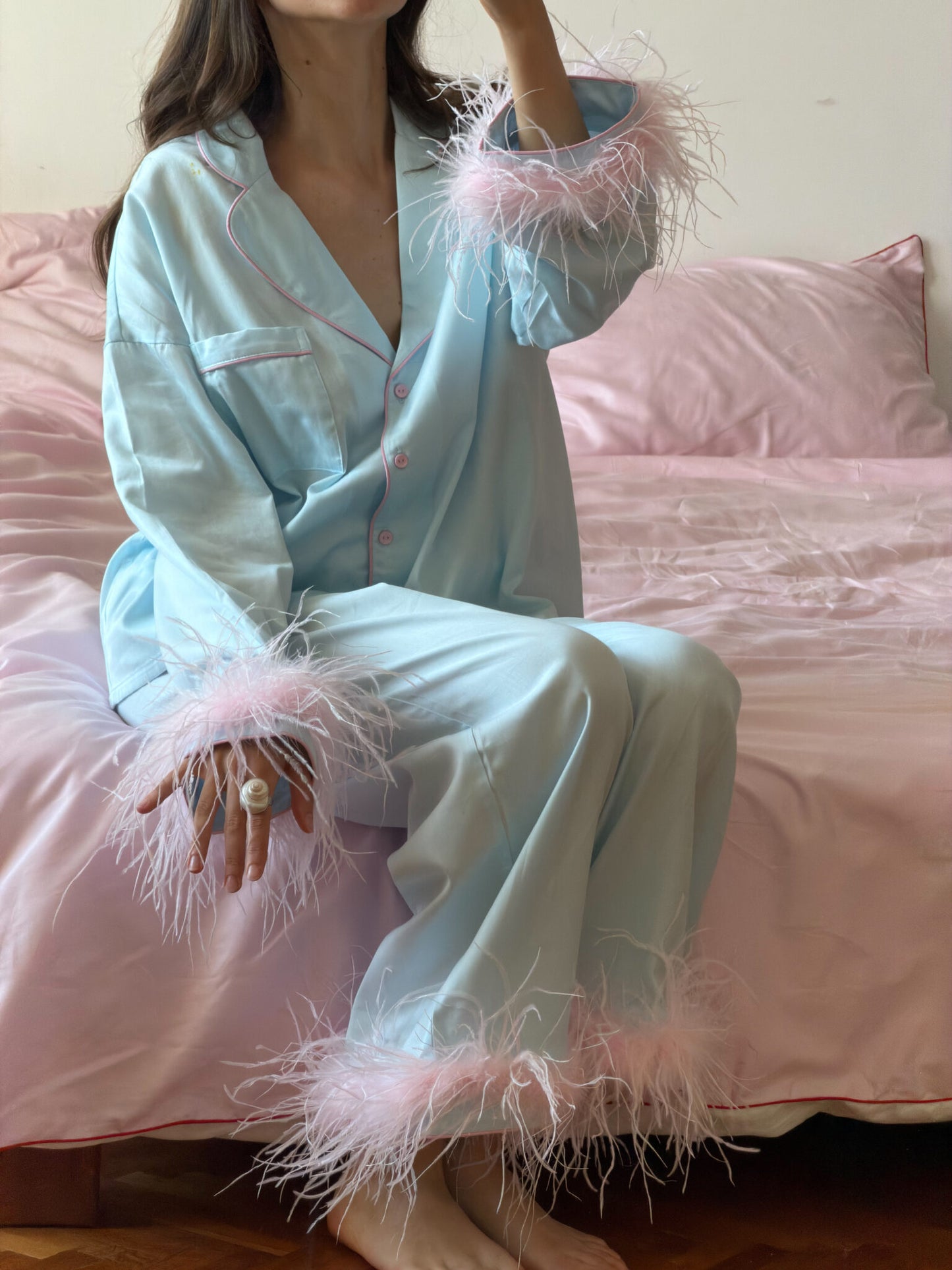 Milana Feather Lounge Set - Mint