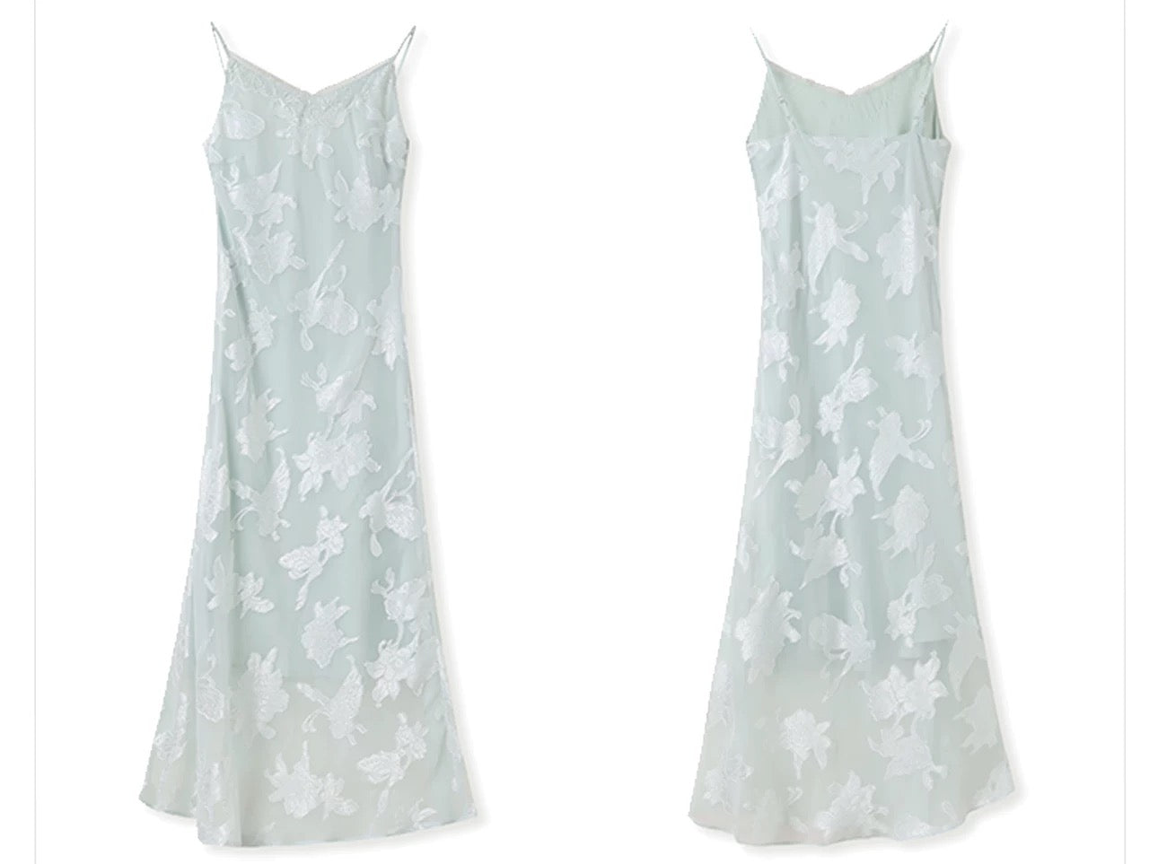 Lina Silk Slip Dress Mist Blue