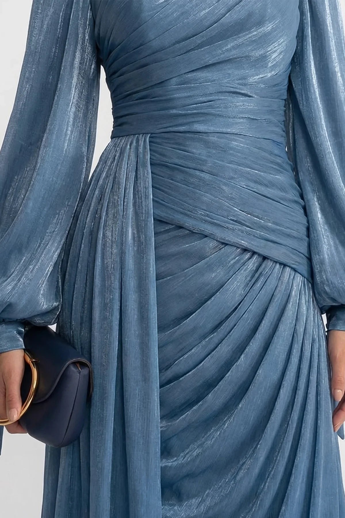 Seraphina Draped Maxi Dress Steel Blue