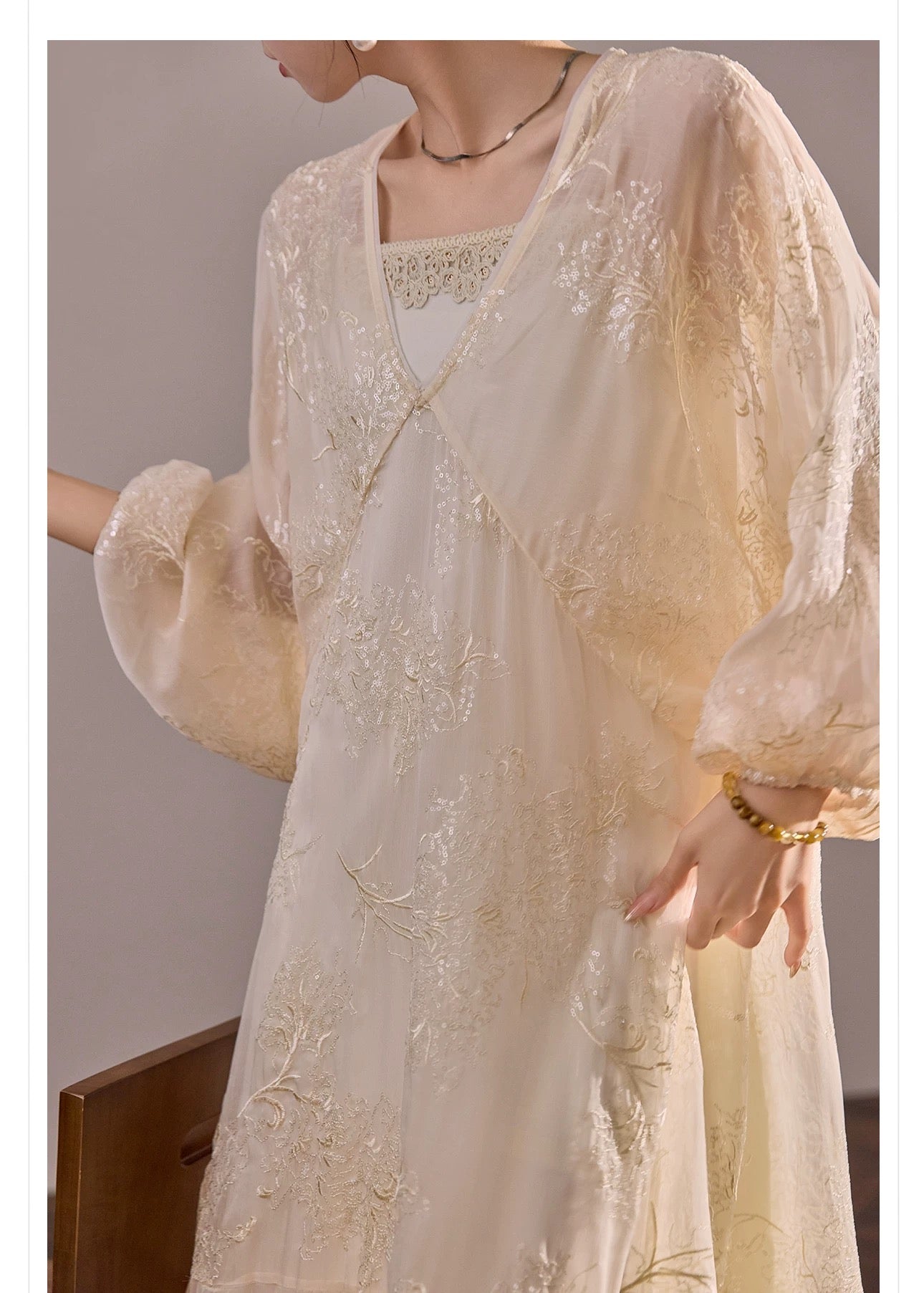Amara Silk Dress Set Ivory