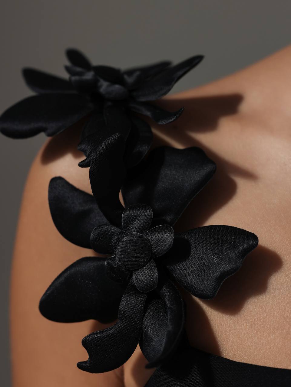 Camellia Floral Strap Mini Dress Black