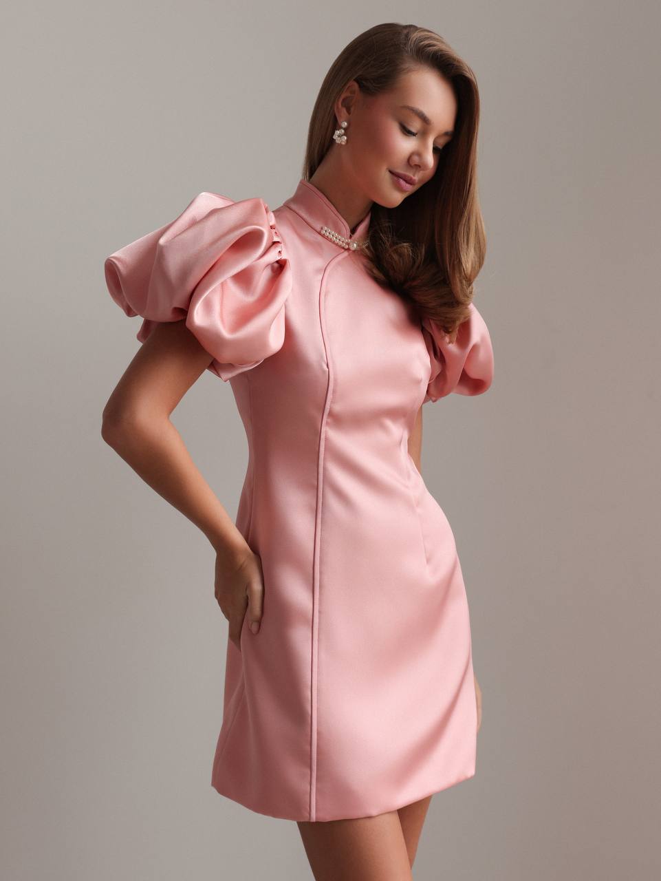 Sculptural Sleeve Mini Dress