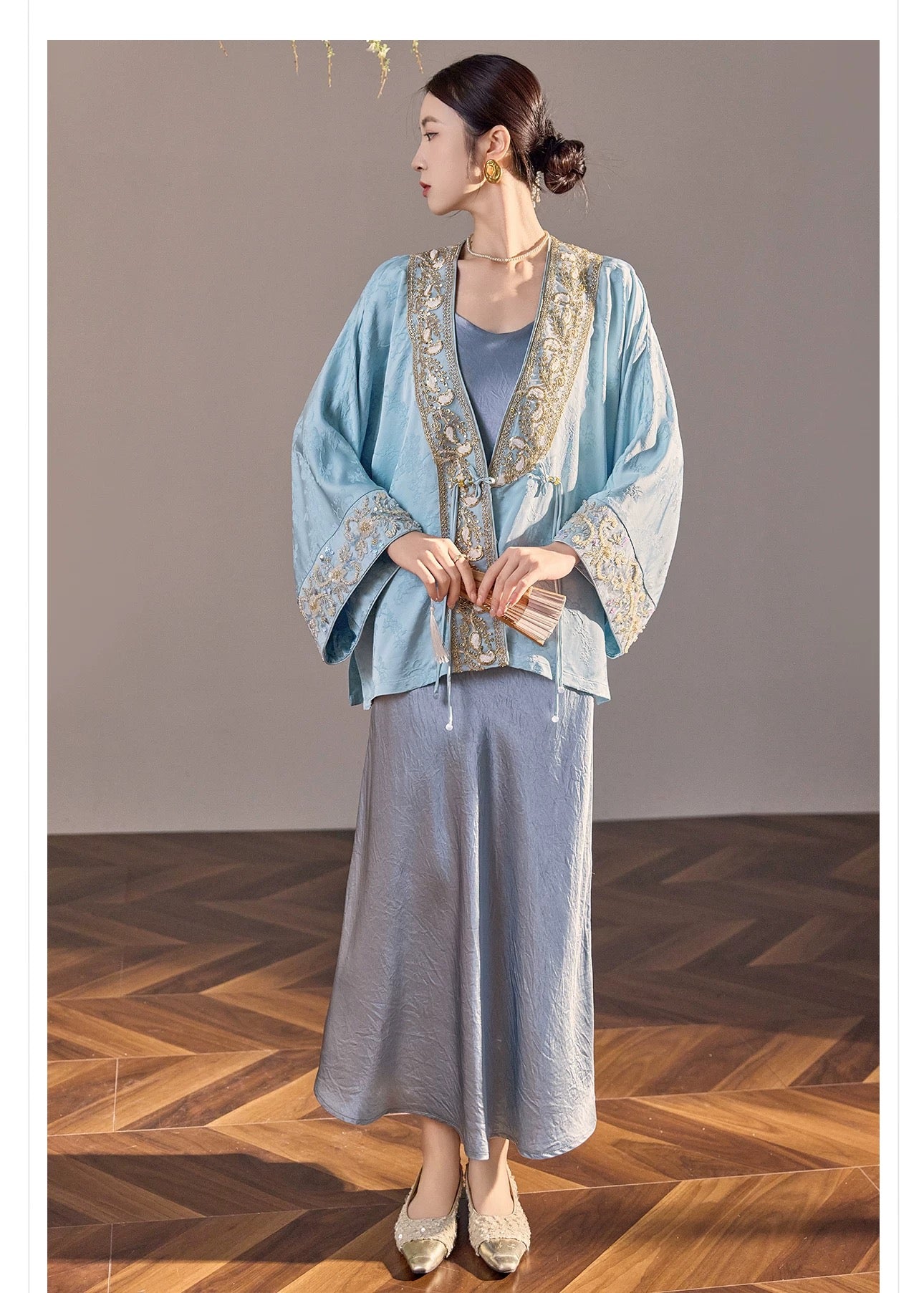 Zahra Silk Kimono Sky Blue
