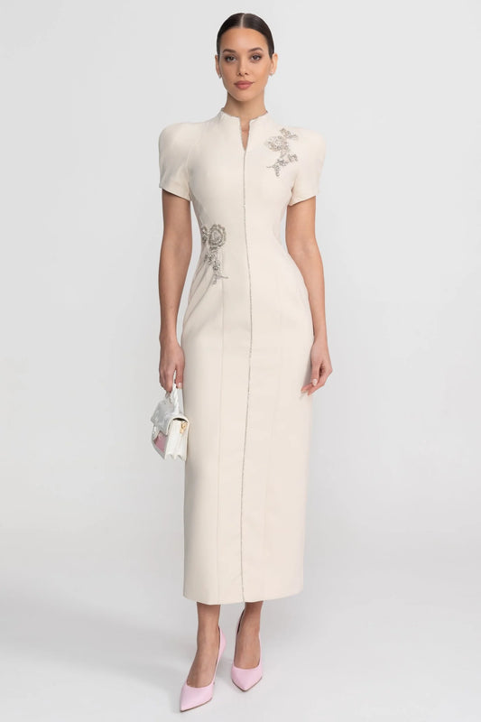 Aurelia — ivory maxi dress with embroidery
