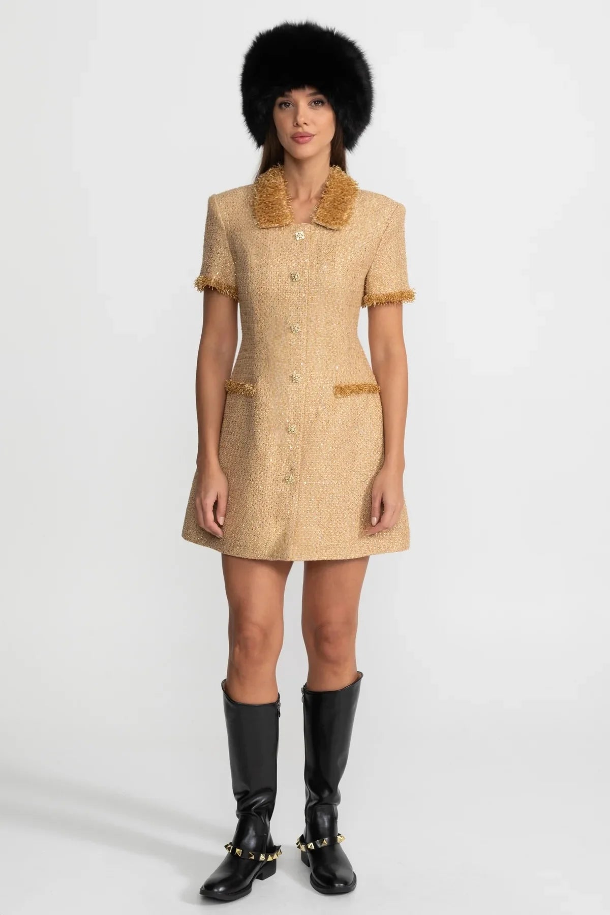 A-Mora Tweed Mini Dress