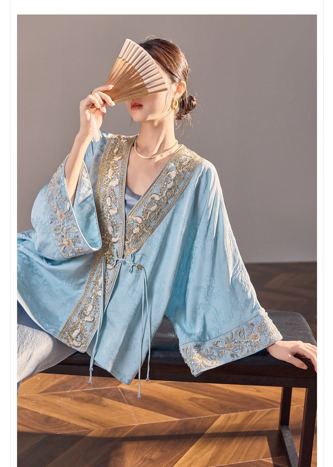 Zahra Silk Kimono Sky Blue