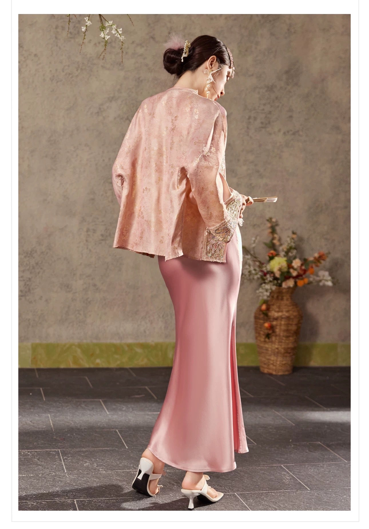 Noor Silk Kimono Rose Gold