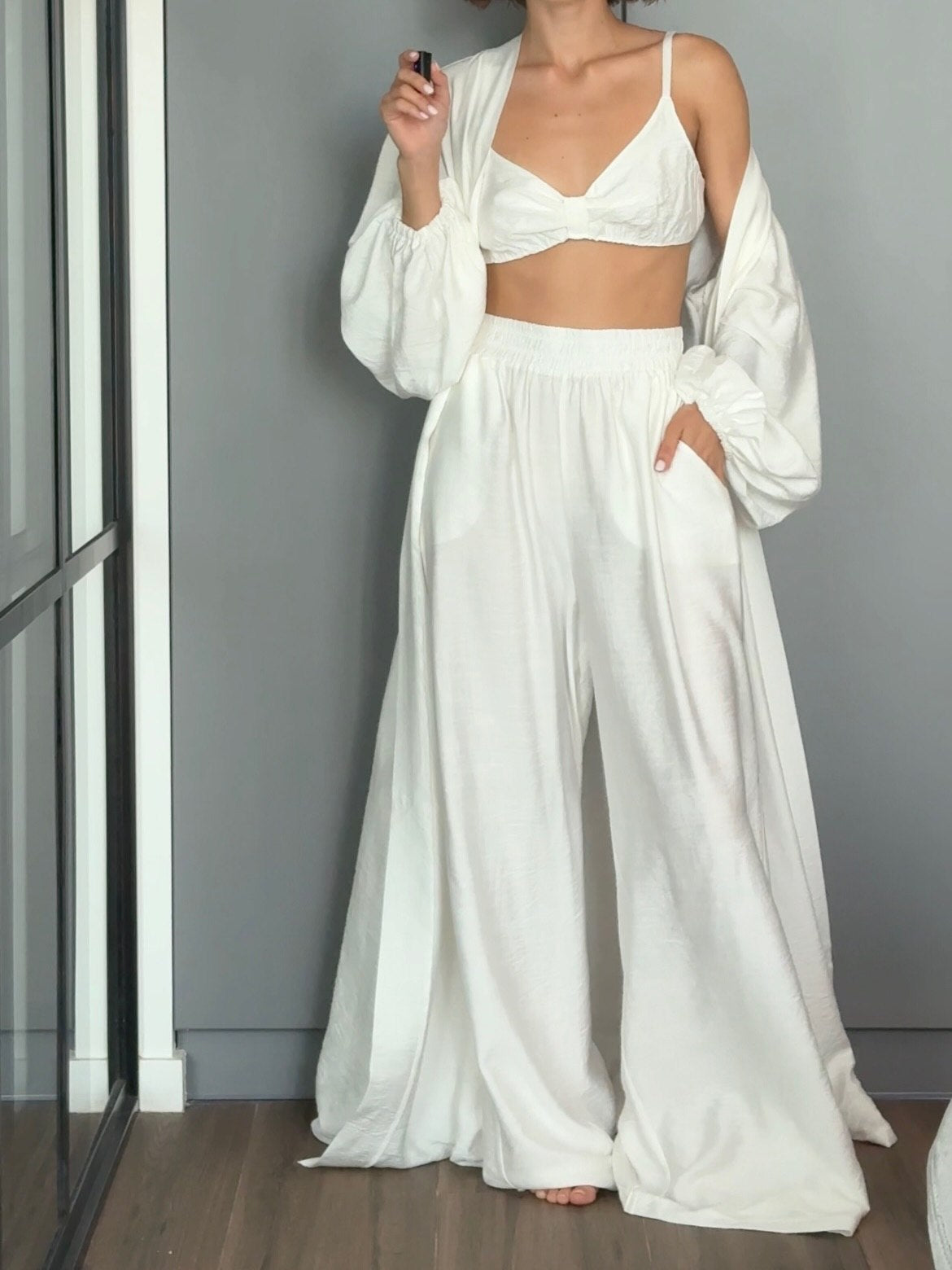 Elara — linen lounge set Milk