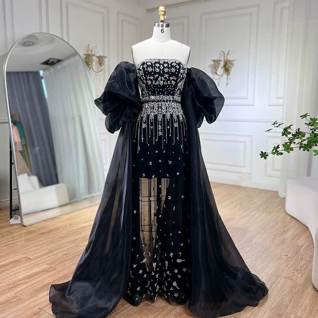 Noctelle Black Gown – Luxury 2-in-1 Evening Dress