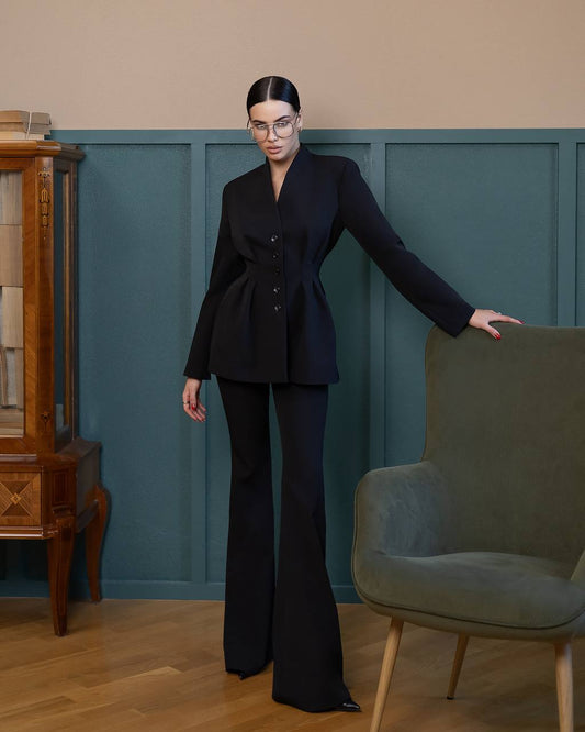 A-Mora Power Sculpt Black Suit