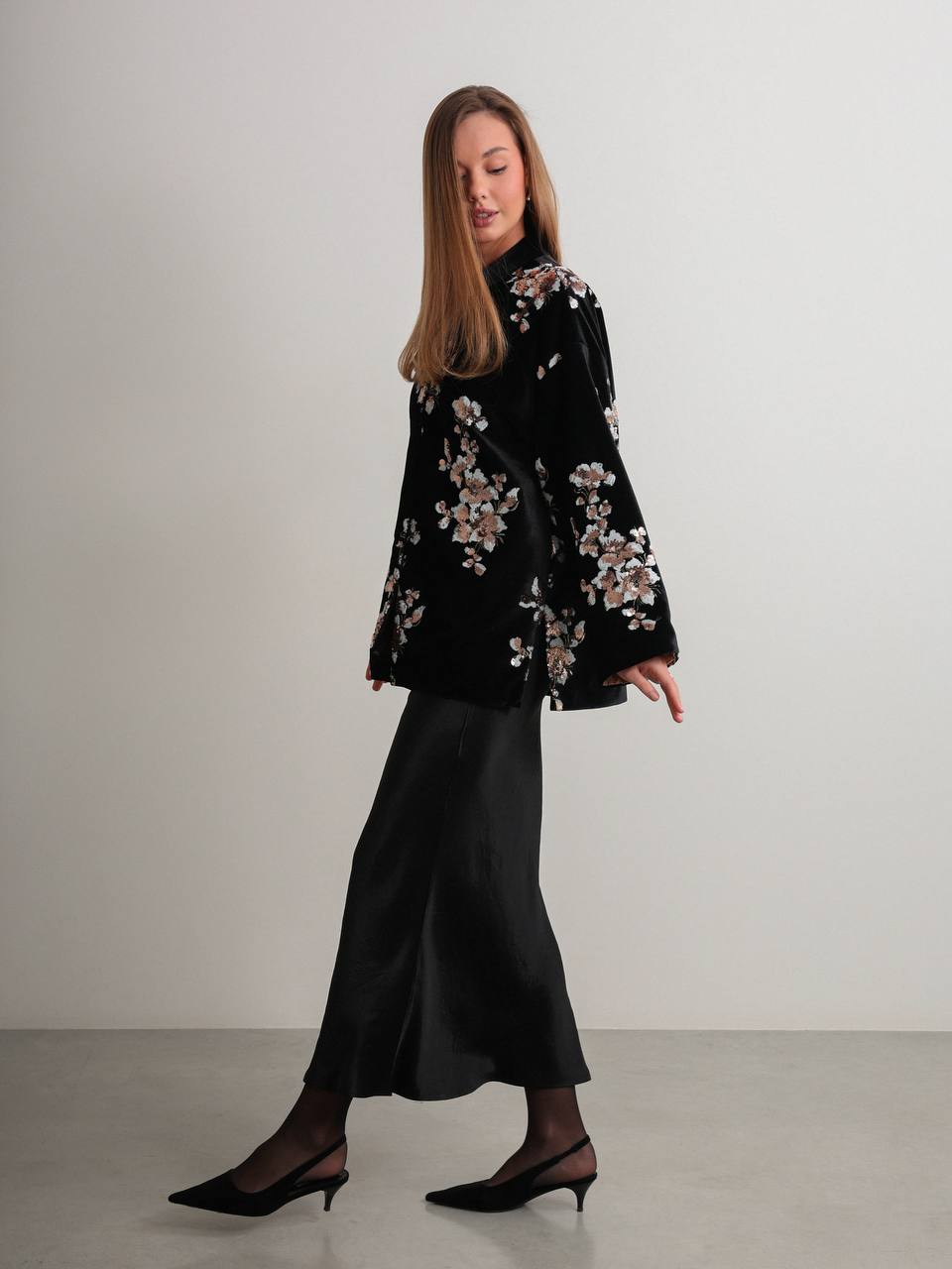 Midnight Blossom Velvet Jacket