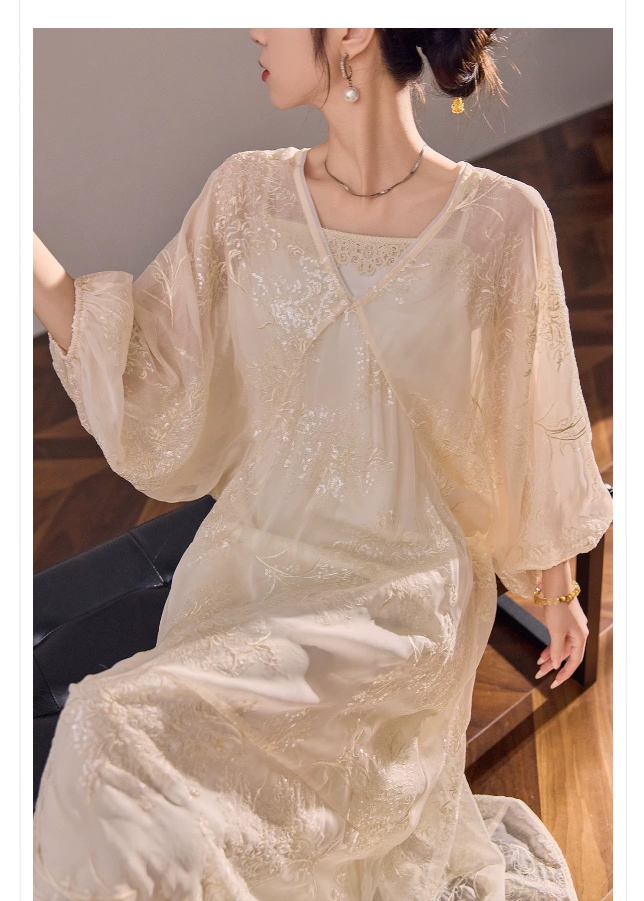 Amara Silk Dress Set Ivory