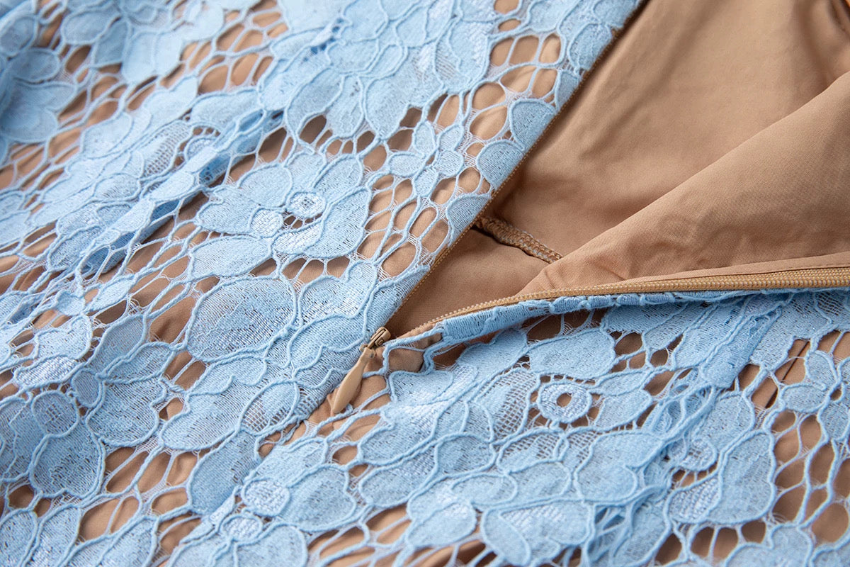 Alina Lace Midi Dress Light Blue
