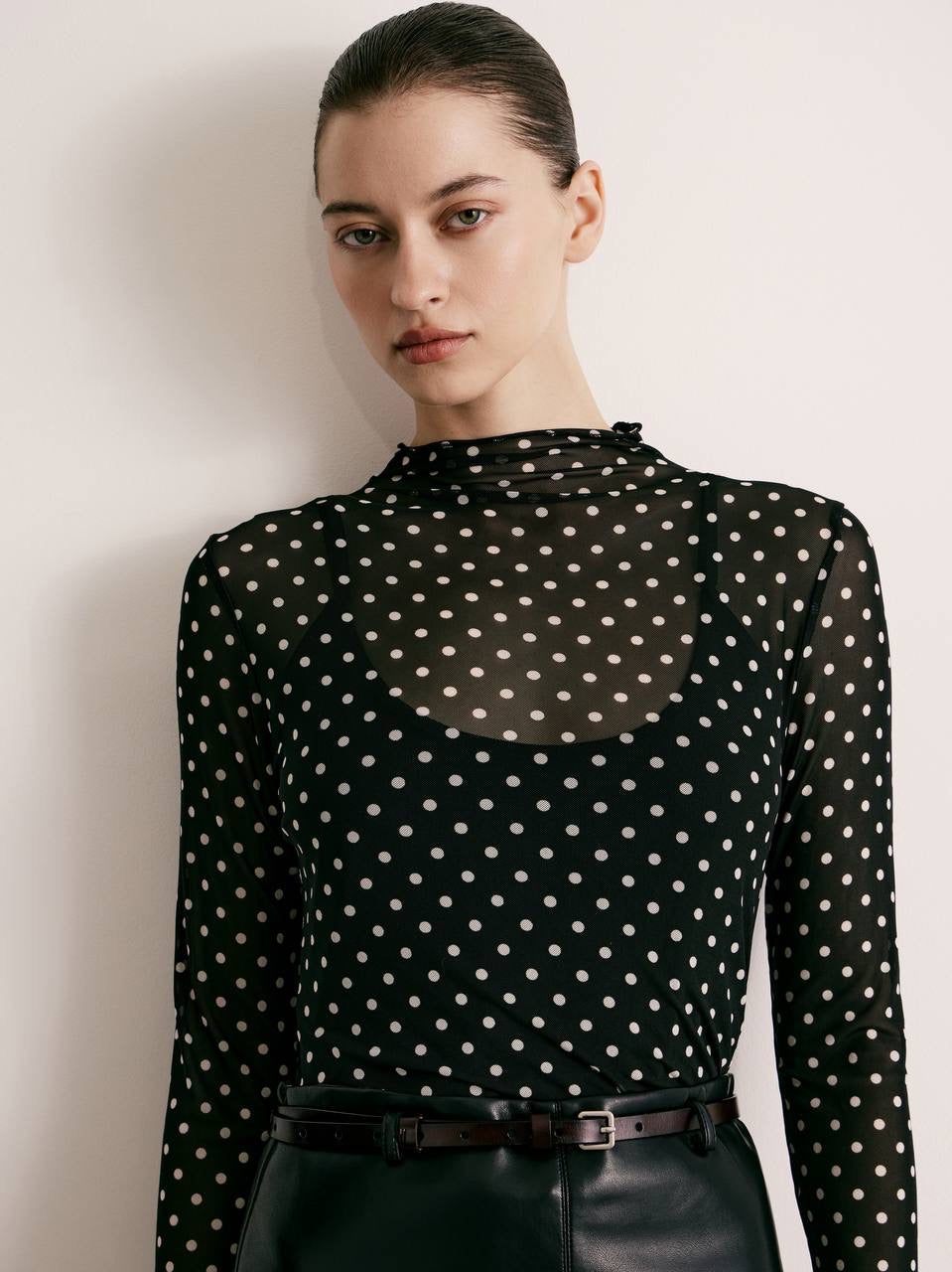 Colette Polka Dot Mesh Top