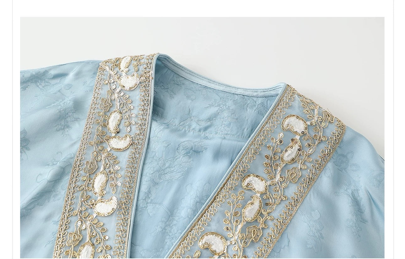 Zahra Silk Kimono Sky Blue