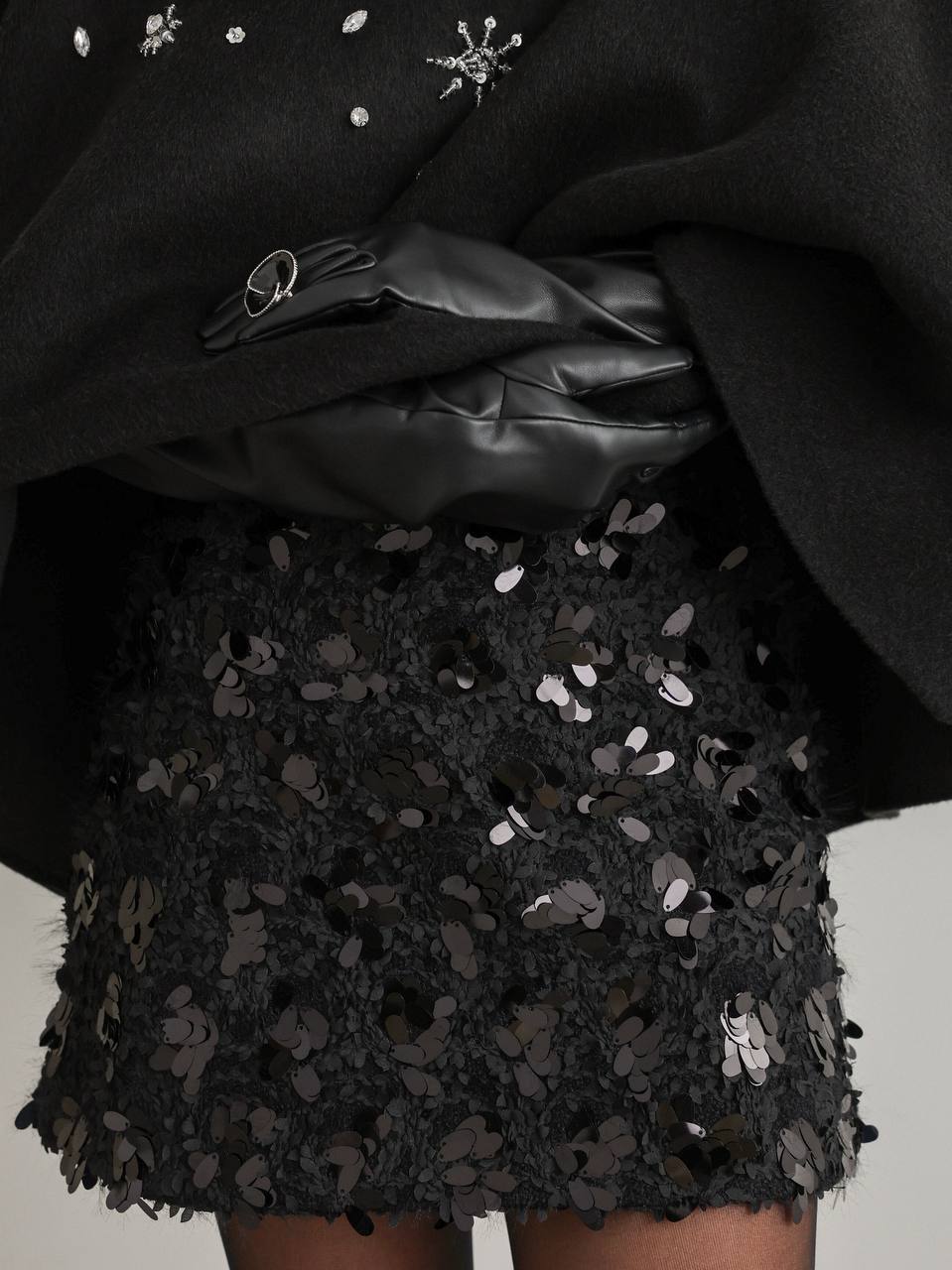 Noir Sequin Mini Skirt