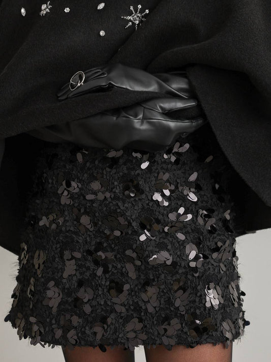 Noir Sequin Mini Skirt