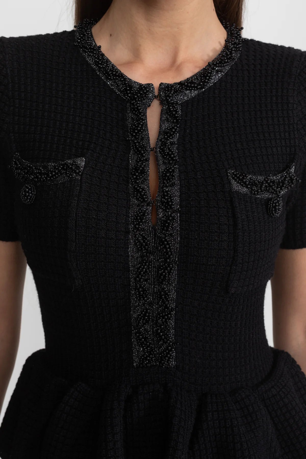 Rosalie black peplum midi dress