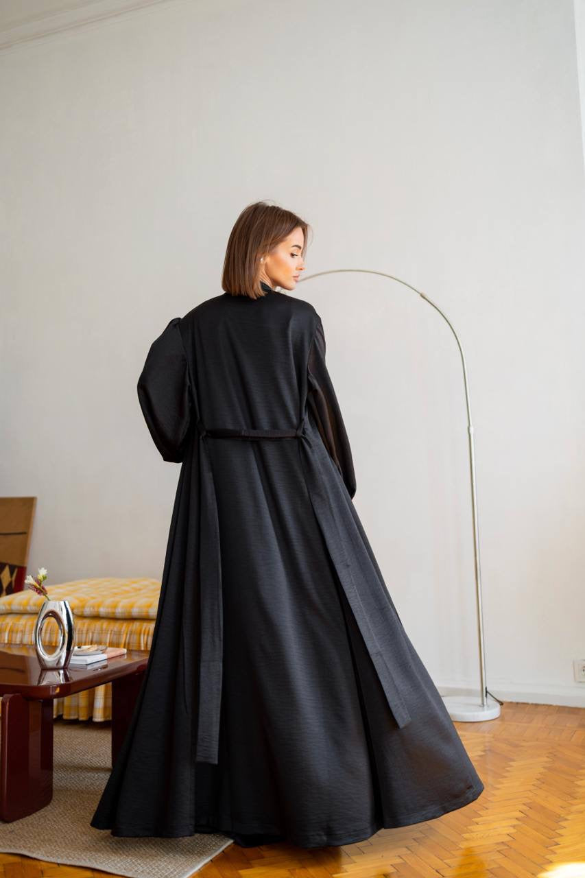 Elara — linen lounge set Black