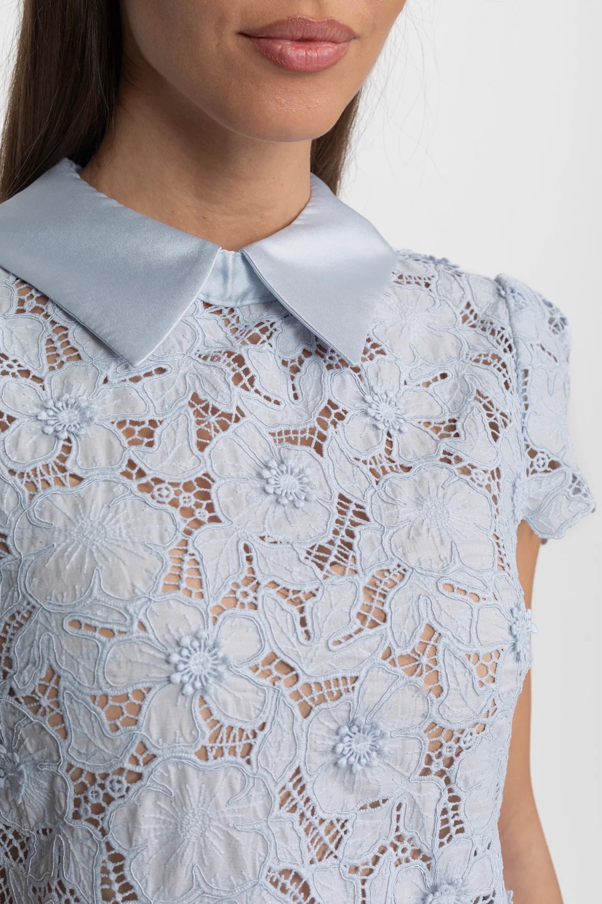 Serena Blue Lace Mini Dress