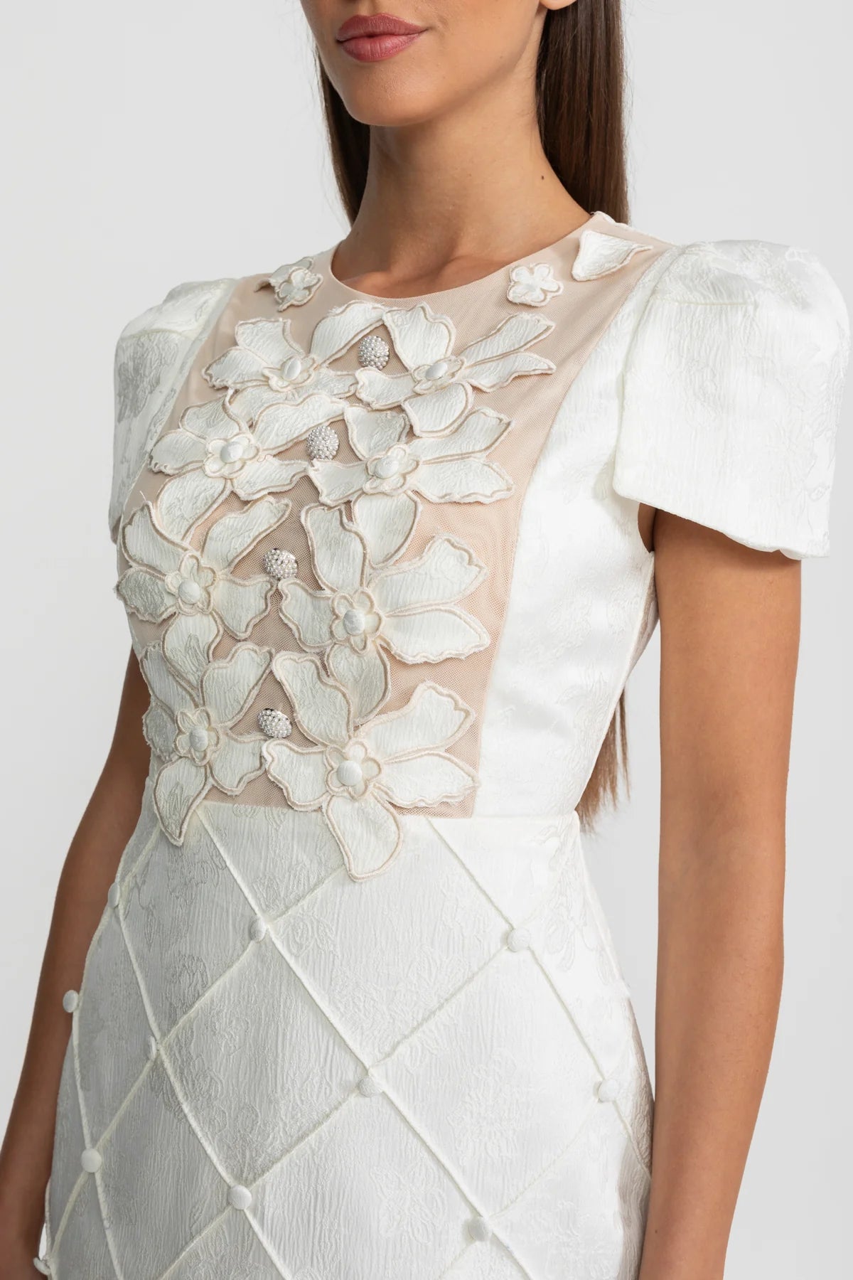 Floria Embellished Mini Dress Ivory