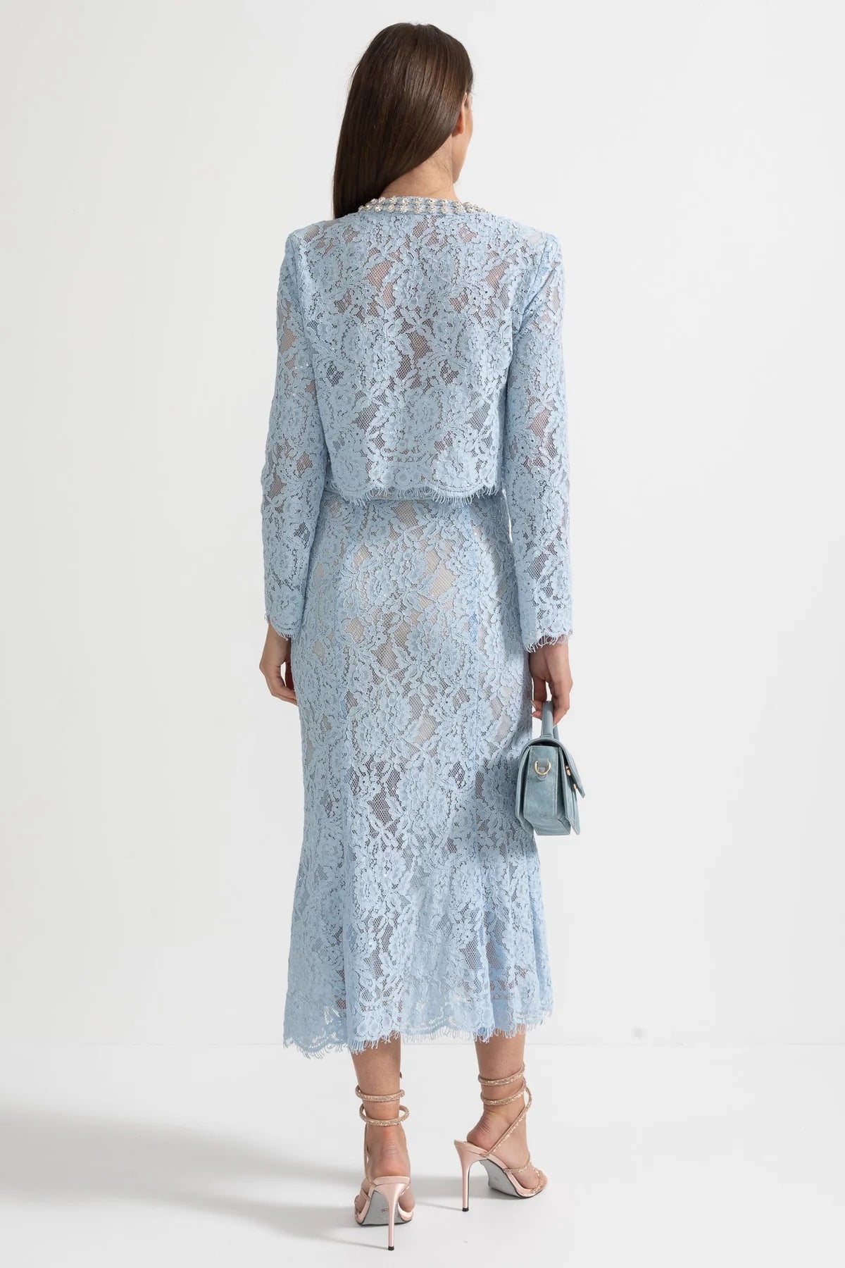 Elara Lace Midi Dress Light Blue