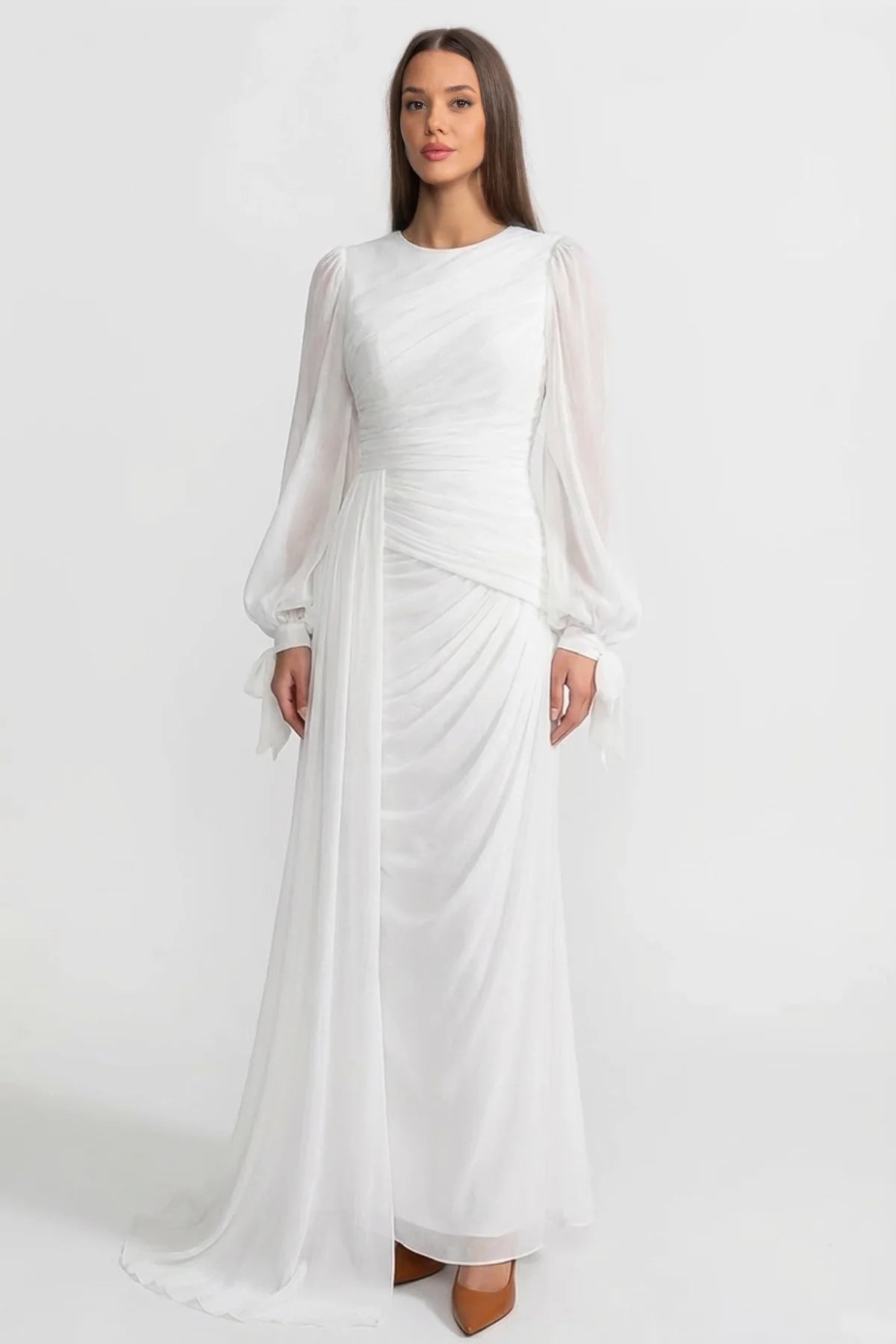 Seraphina Draped Maxi Dress White