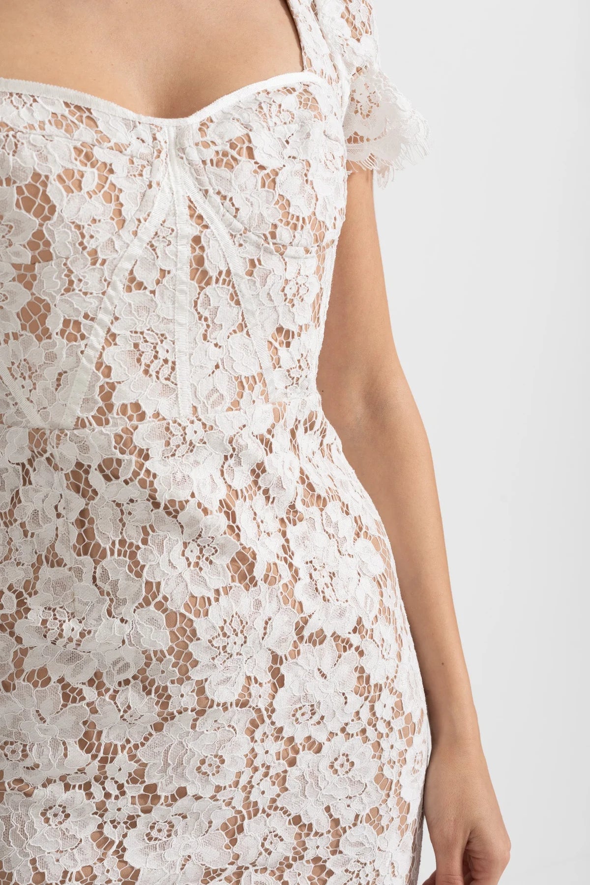 Alina Lace Midi Dress Ivory