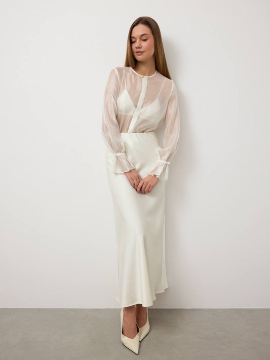 Élise Satin Midi Skirt