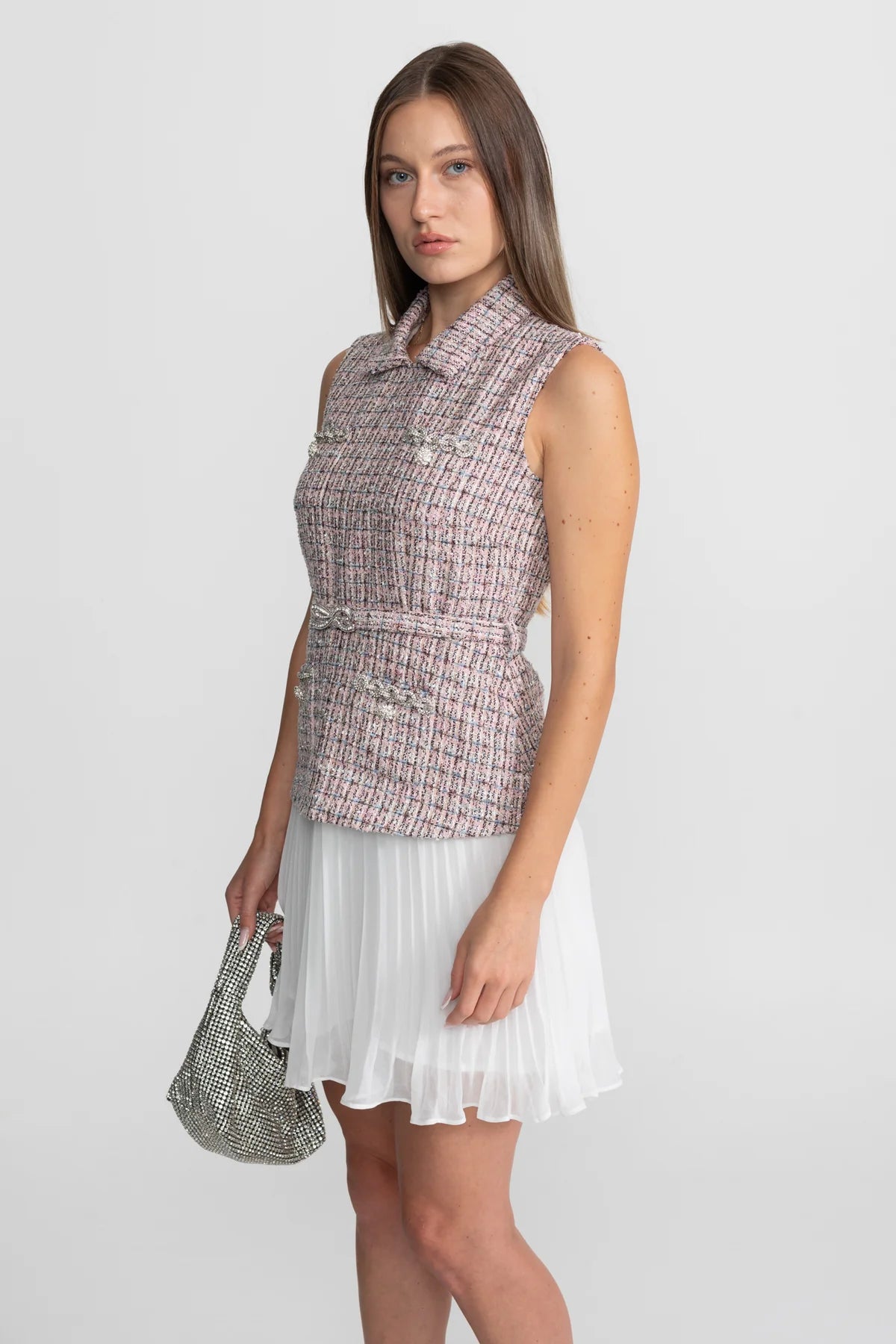 Celeste Tweed & Tulle Mini Dress