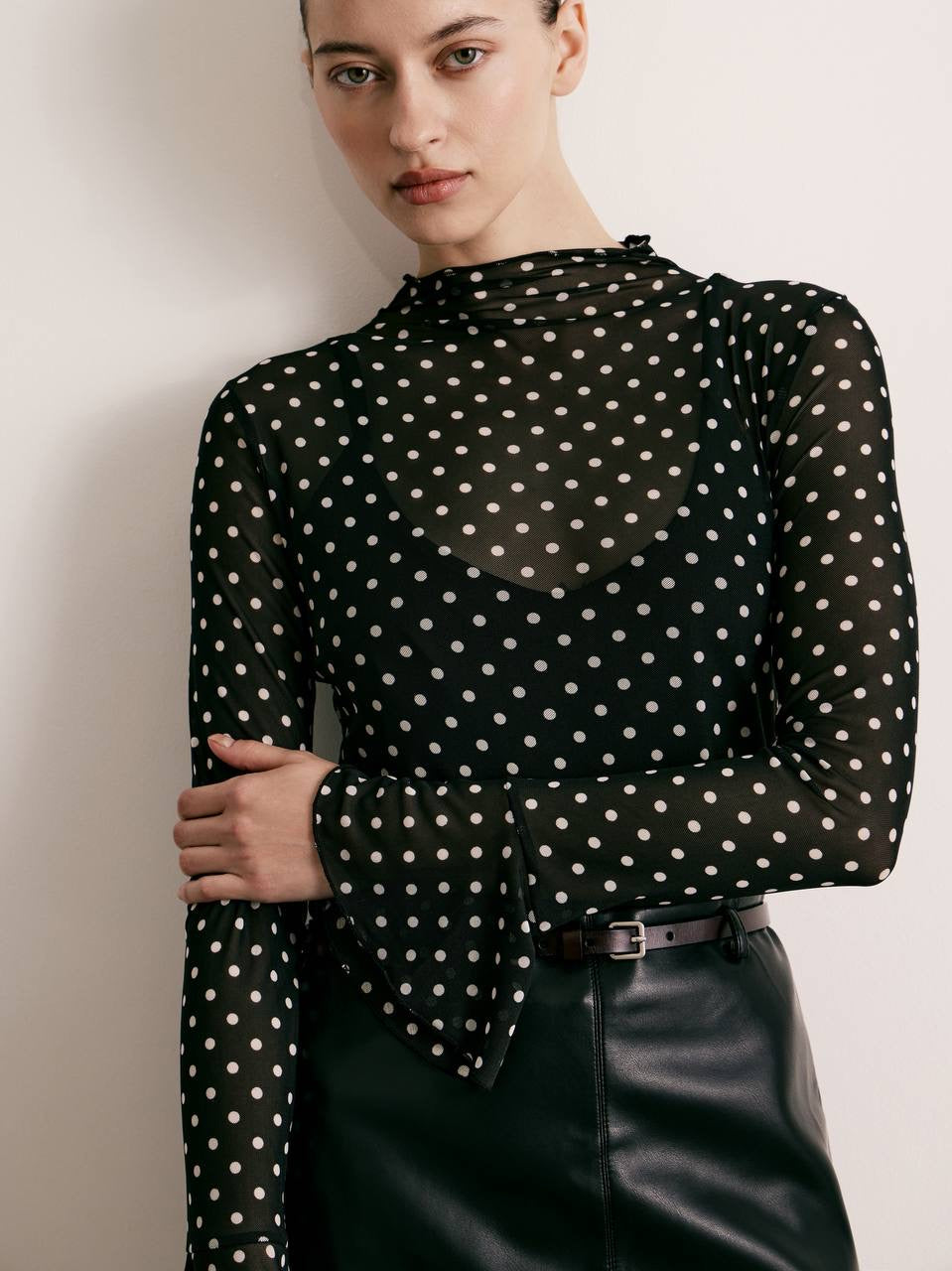 Colette Polka Dot Mesh Top