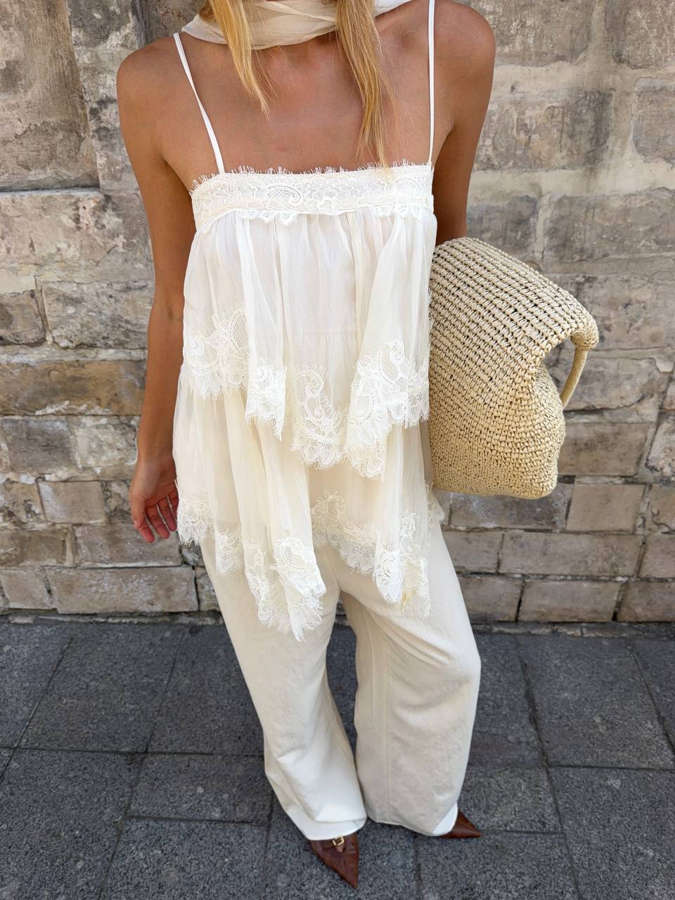 Élodie Lace Cami Top Ivory