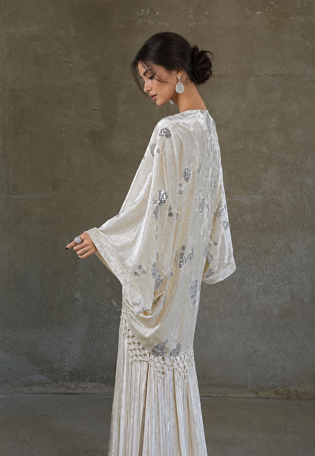 Velvet Sequin Kimono & Maxi Dress Set