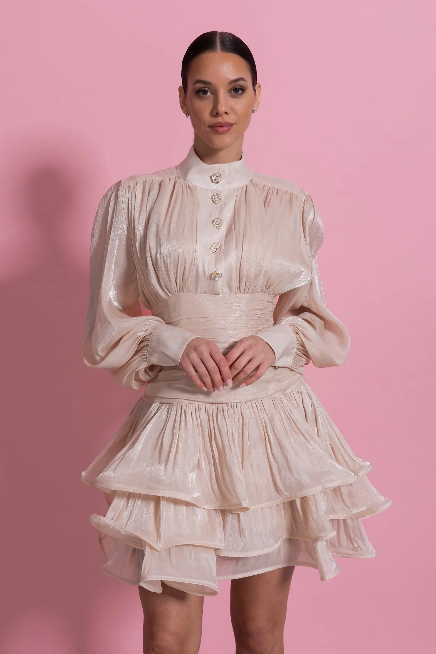 Lumière Beige Mini Dress