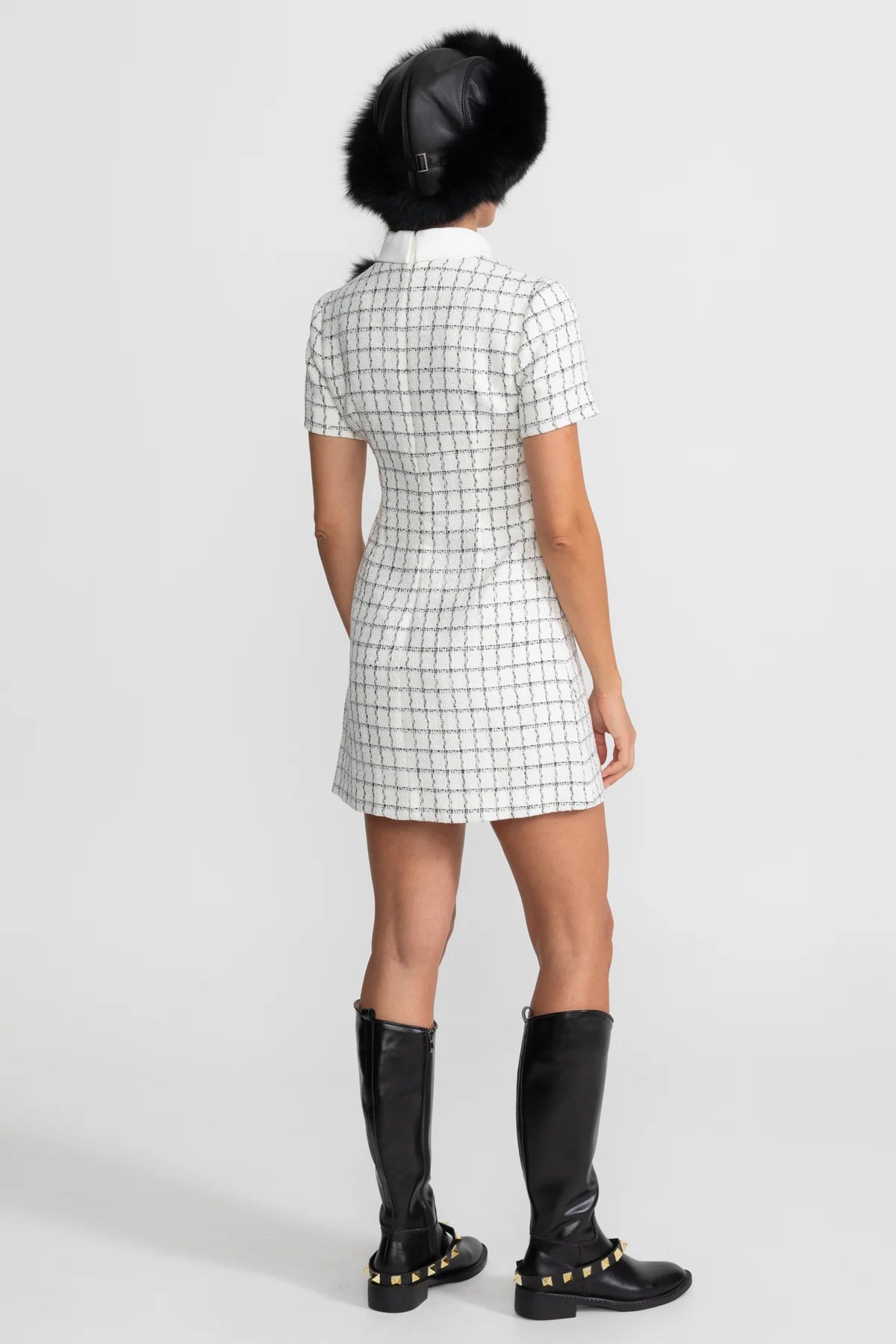 Noir Élite Tweed Mini Dress