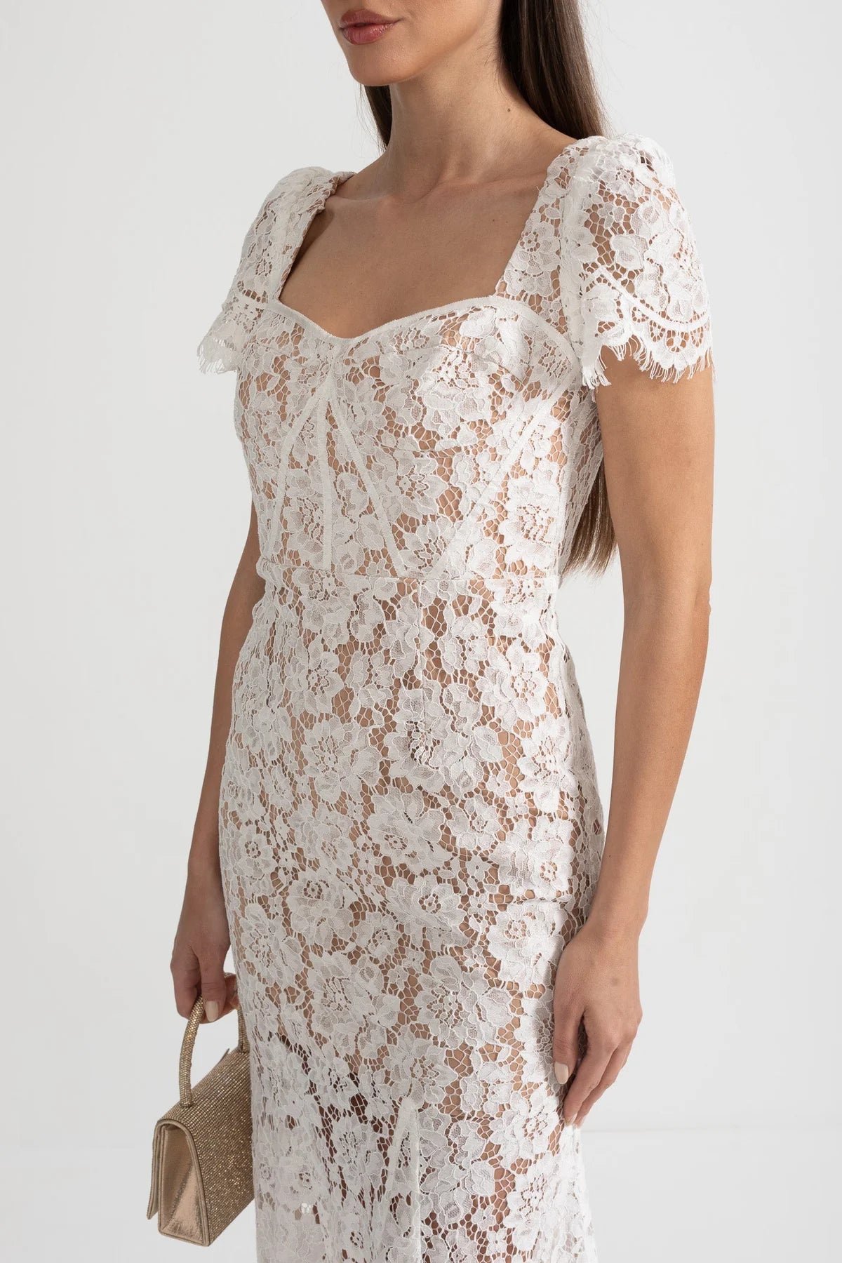 Alina Lace Midi Dress Ivory