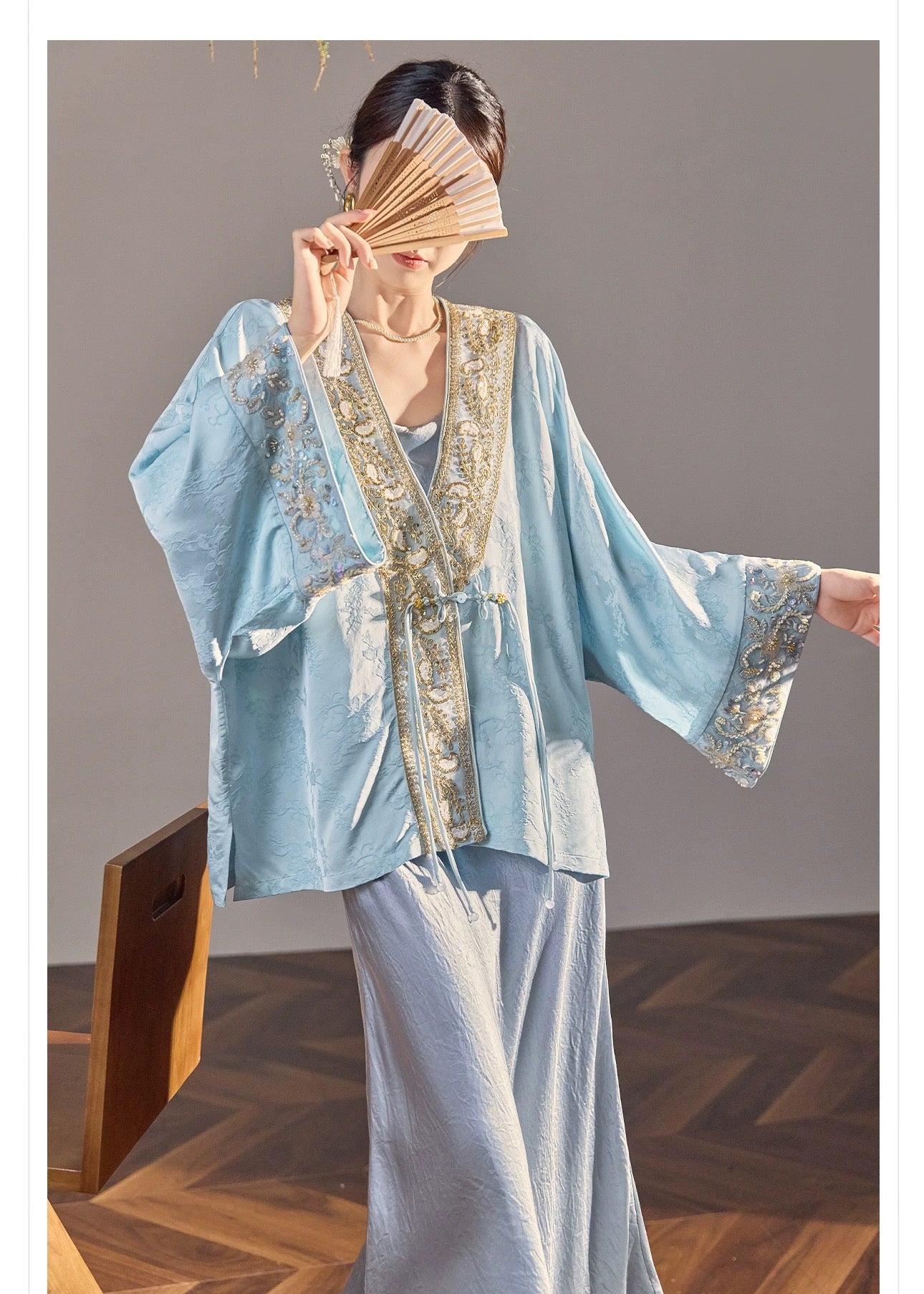 Zahra Silk Kimono Sky Blue