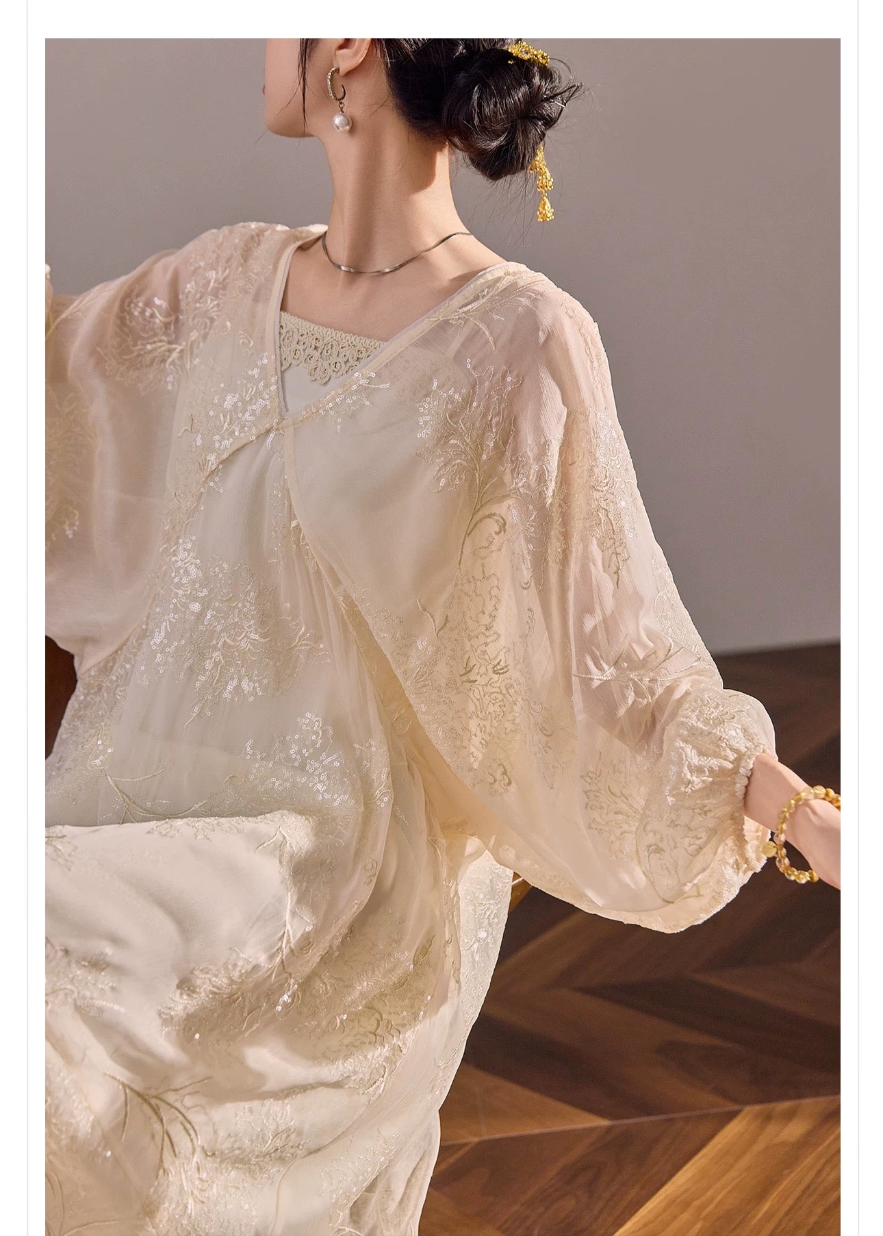 Amara Silk Dress Set Ivory