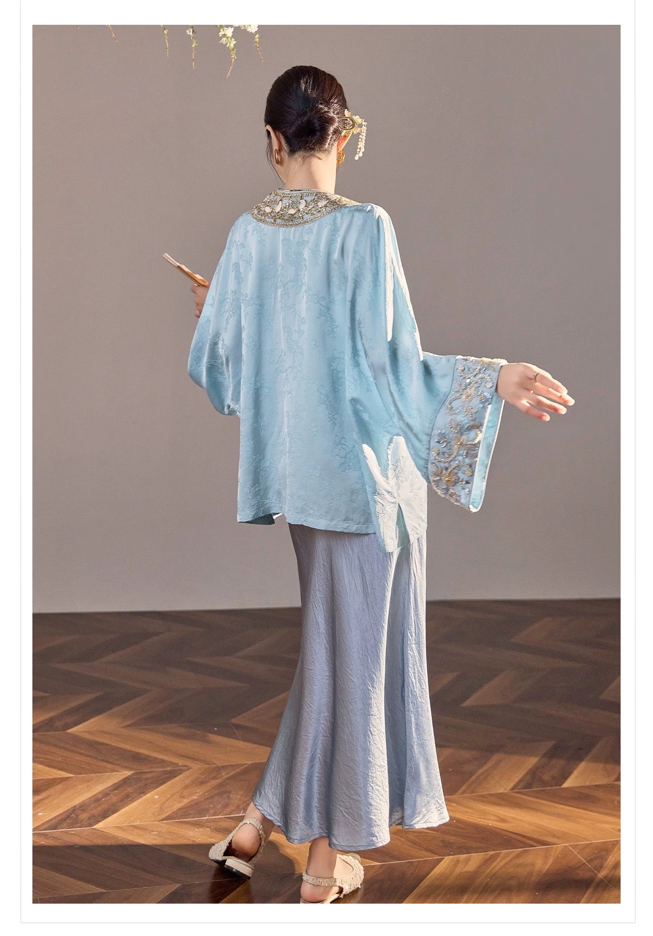 Zahra Silk Kimono Sky Blue