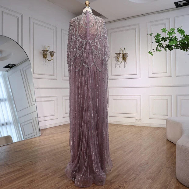 Blush Veil Evening Gown