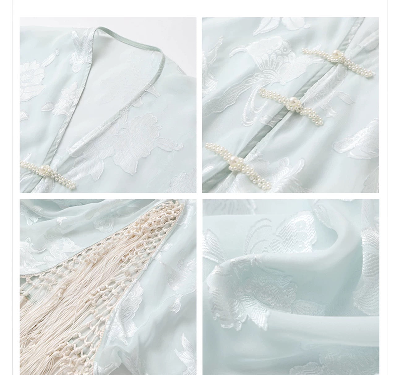 Lina Silk Kimono Mist Blue