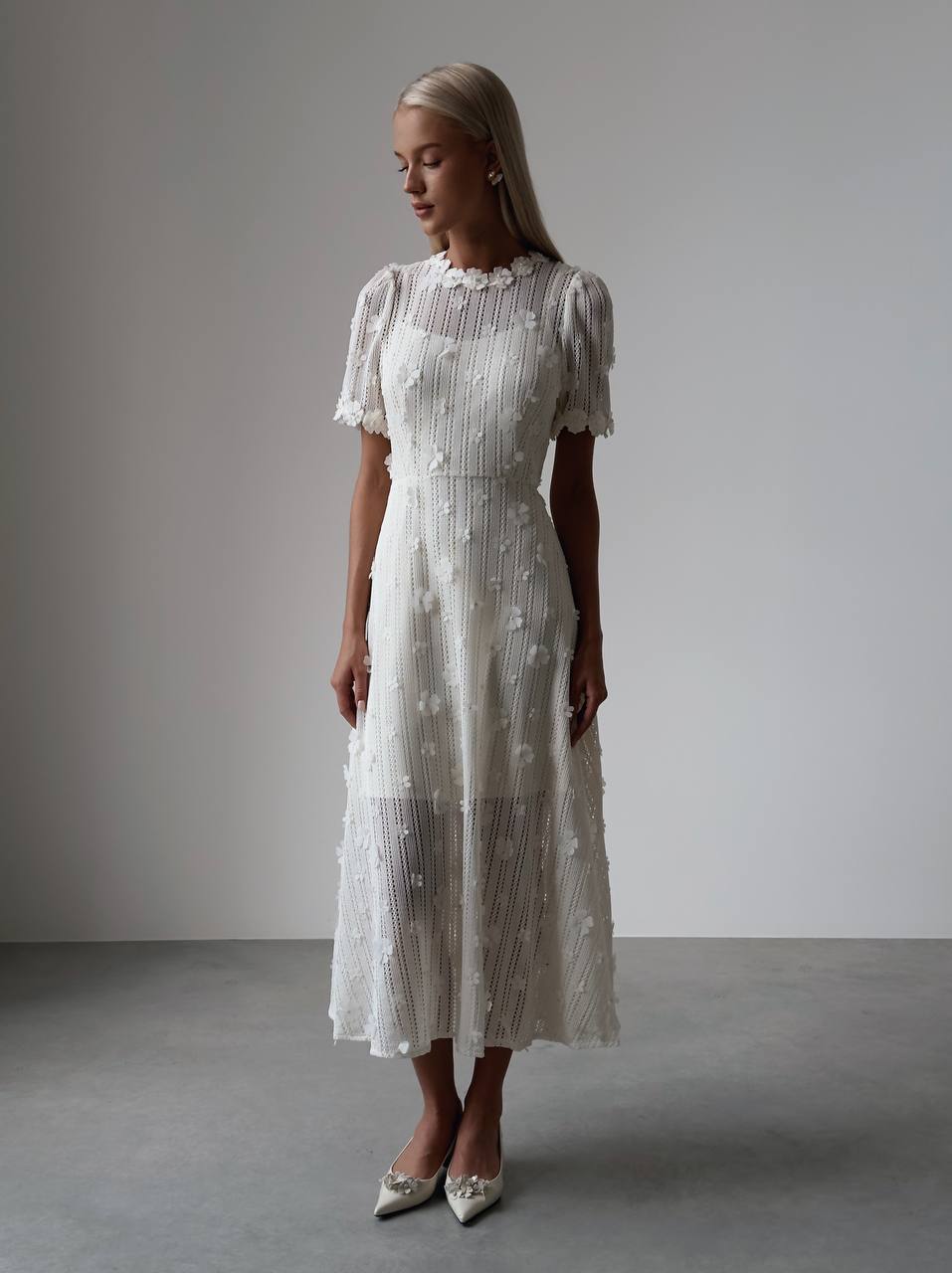 Fiora Floral Lace Midi Dress