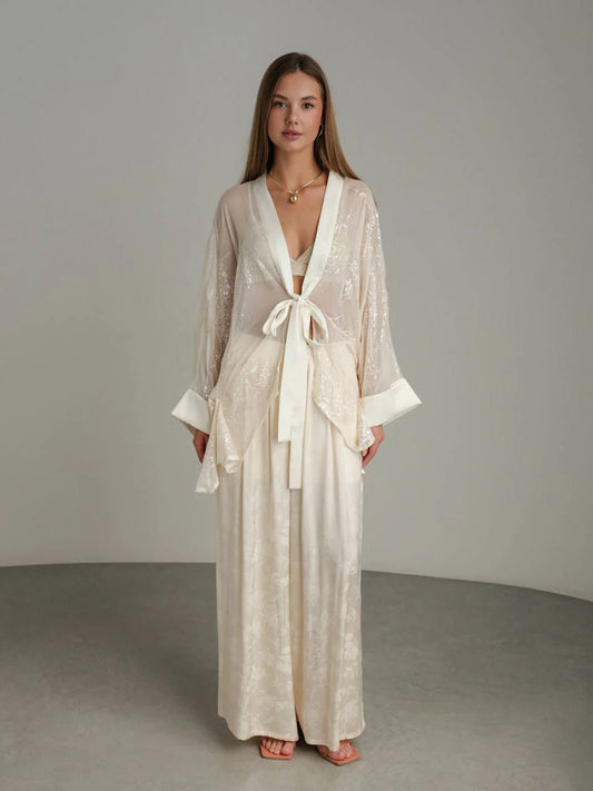 Amani Silk Kimono Set Ivory
