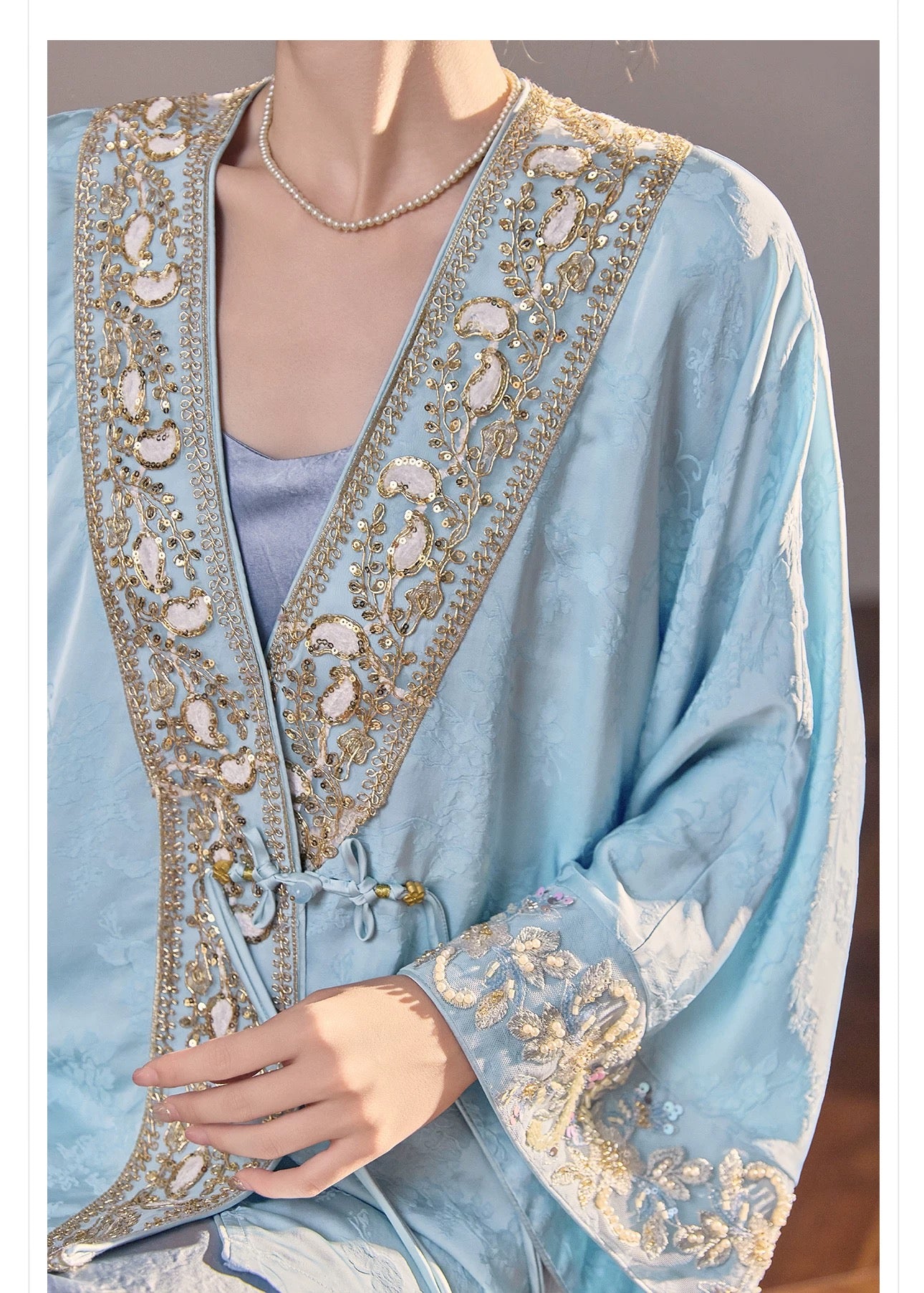 Zahra Silk Kimono Sky Blue