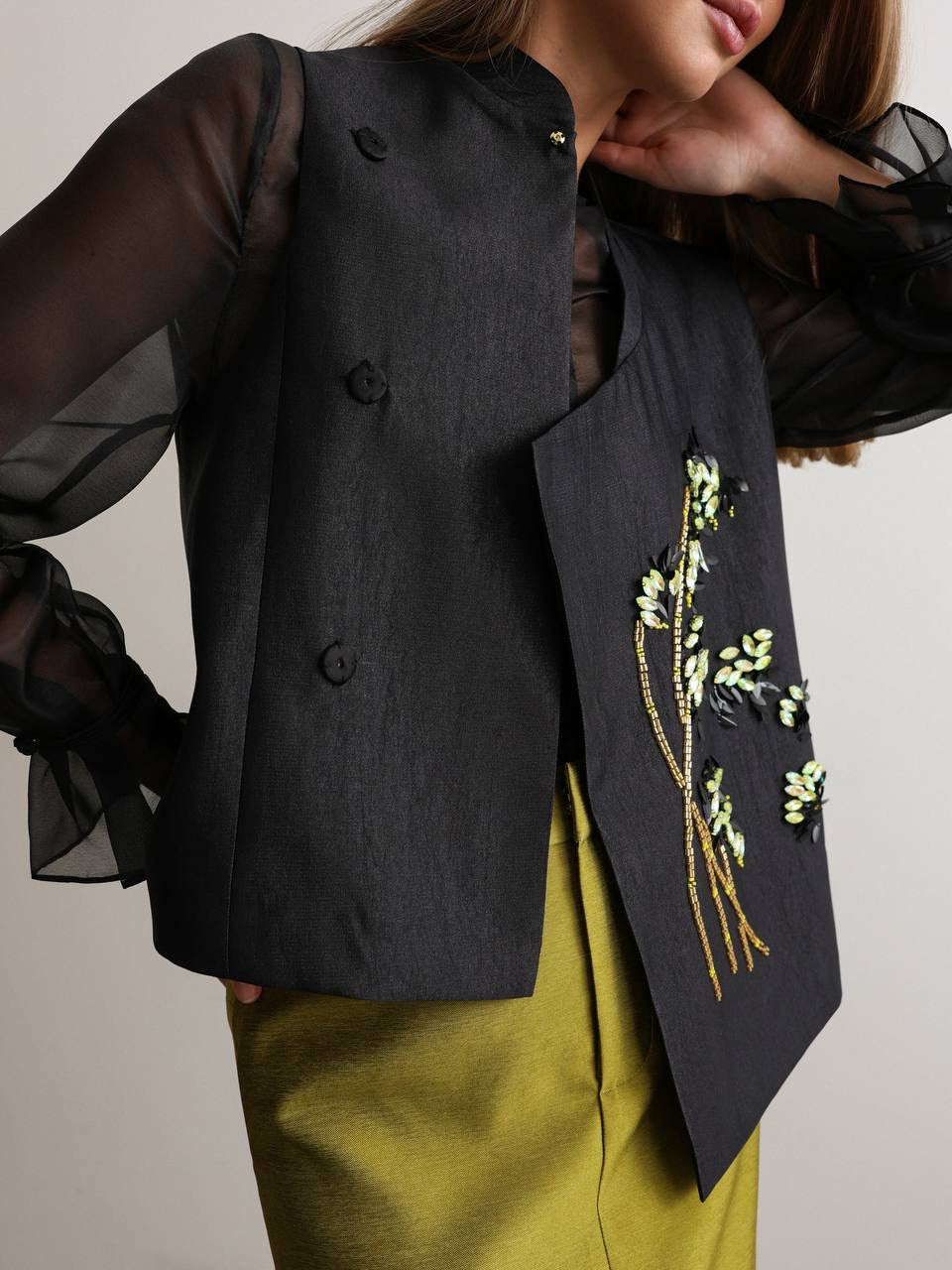 Mei Embellished Vest Black