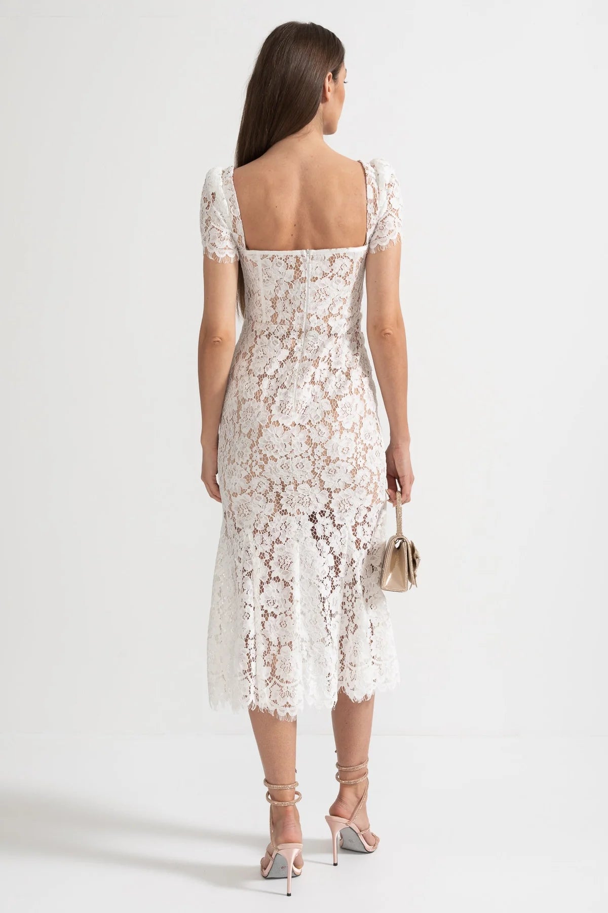Alina Lace Midi Dress Ivory