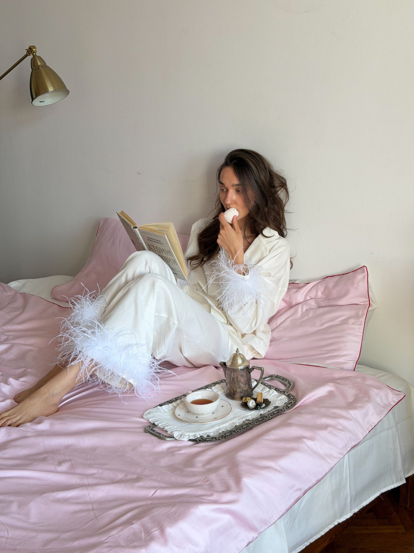 Milana Feather Lounge Set - Milk