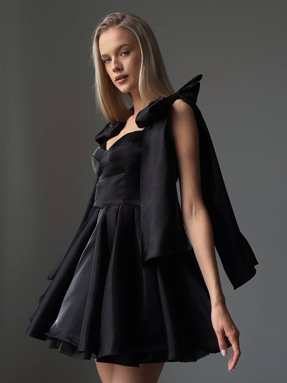 Bow Mini Dress Black