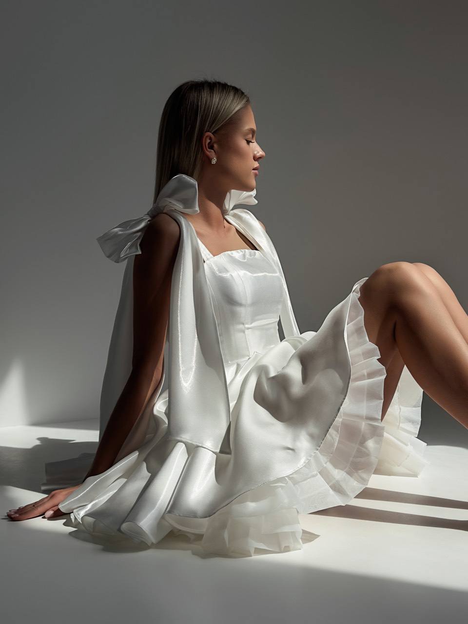 Bow Mini Dress White