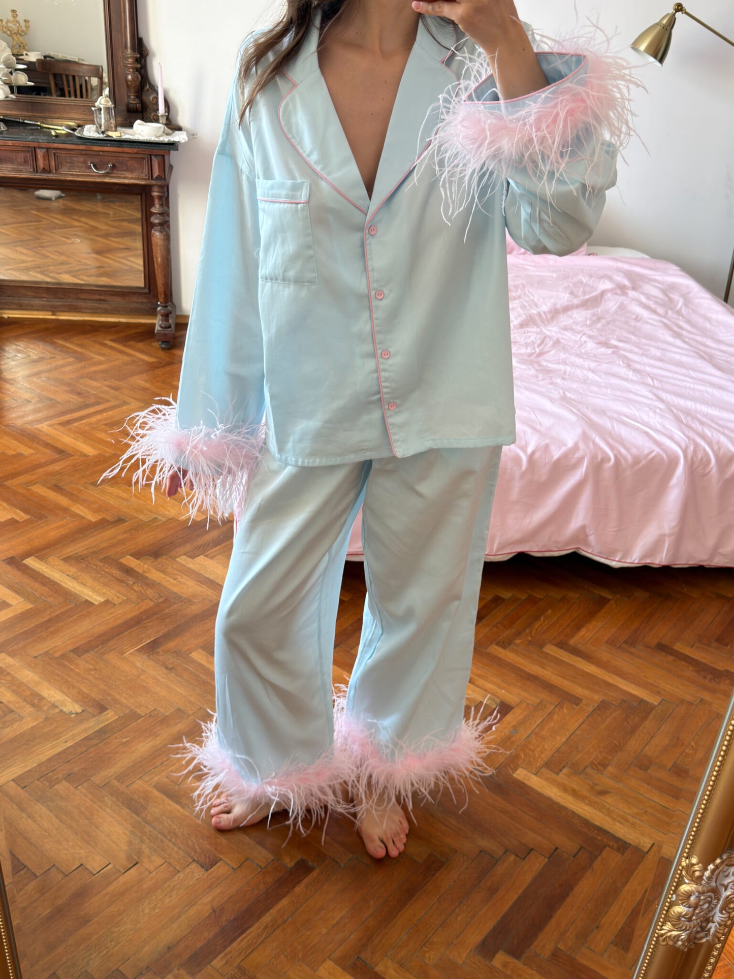 Milana Feather Lounge Set - Mint